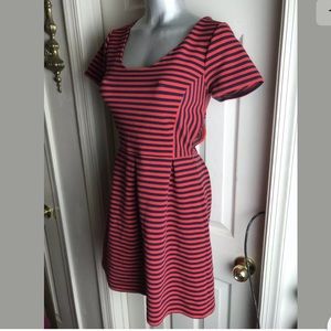 J. Crew Women Size 4 -Red/Navy Stripe Scoop Dress